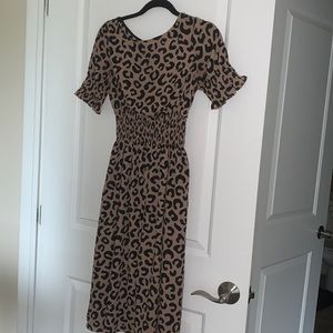 KATE SPADE - nwot - cheetah / leopard print tea length chiffon dress